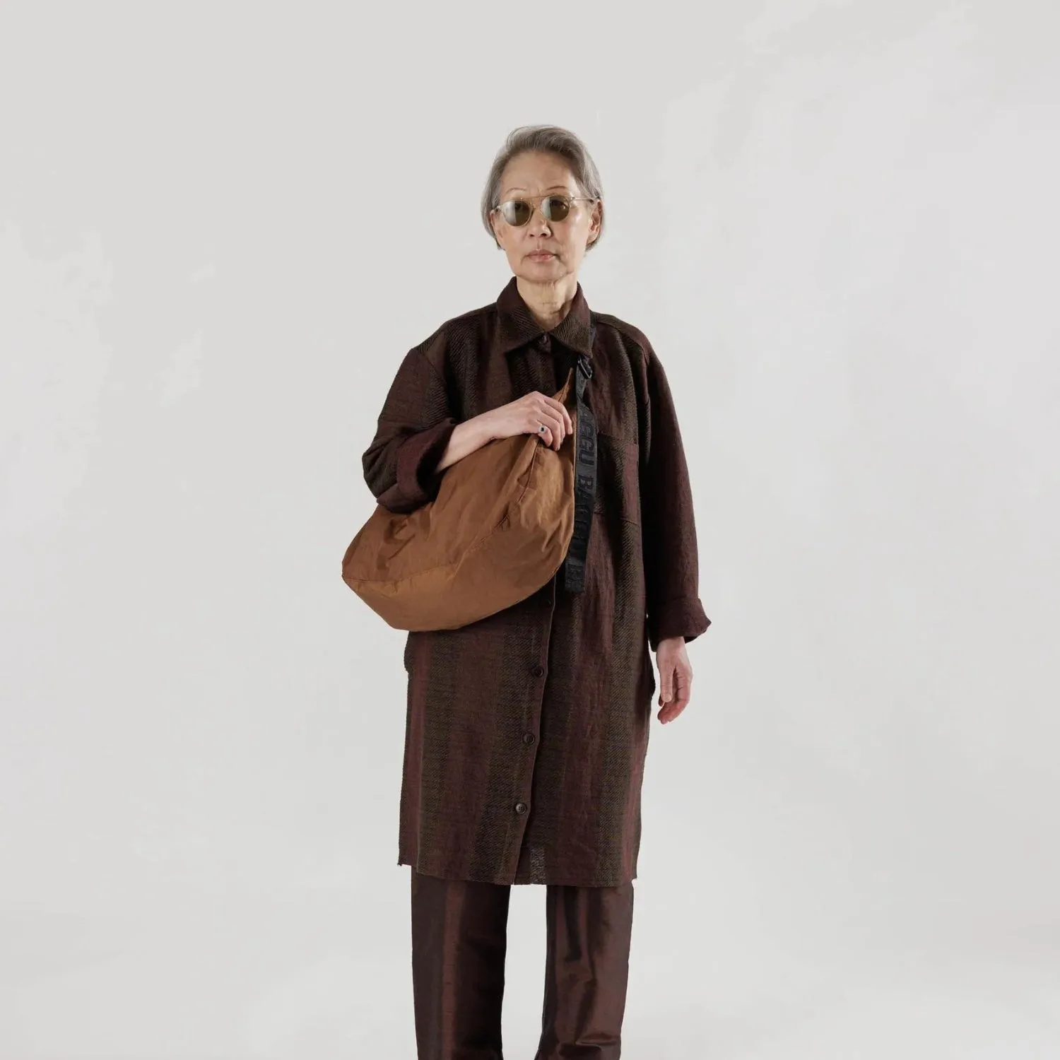 Baggu Large Nylon Crescent Bag in Brown