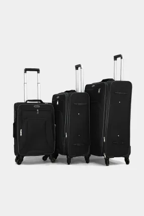Black Solid Trolley Set (3 Piece)