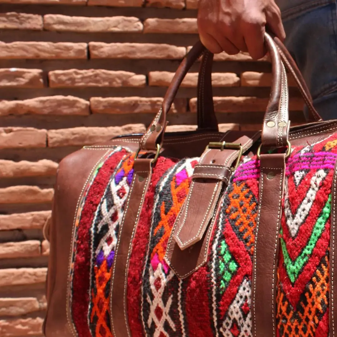 Carpet Travel Bag Made with Kilim