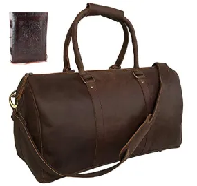 Genuine Leather Duffel Travel Weekender Luggage Gym Sports Duffel Bags For Men (20 inch)