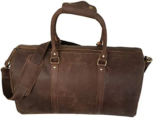 Genuine Leather Duffel Travel Weekender Luggage Gym Sports Duffel Bags For Men (20 inch)