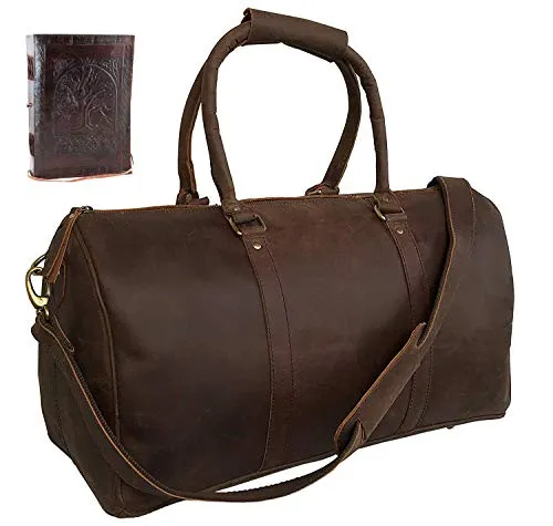 Genuine Leather Duffel Travel Weekender Luggage Gym Sports Duffel Bags For Men (20 inch)