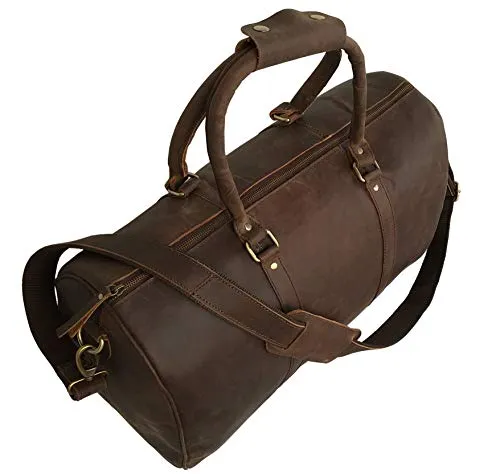 Genuine Leather Duffel Travel Weekender Luggage Gym Sports Duffel Bags For Men (20 inch)