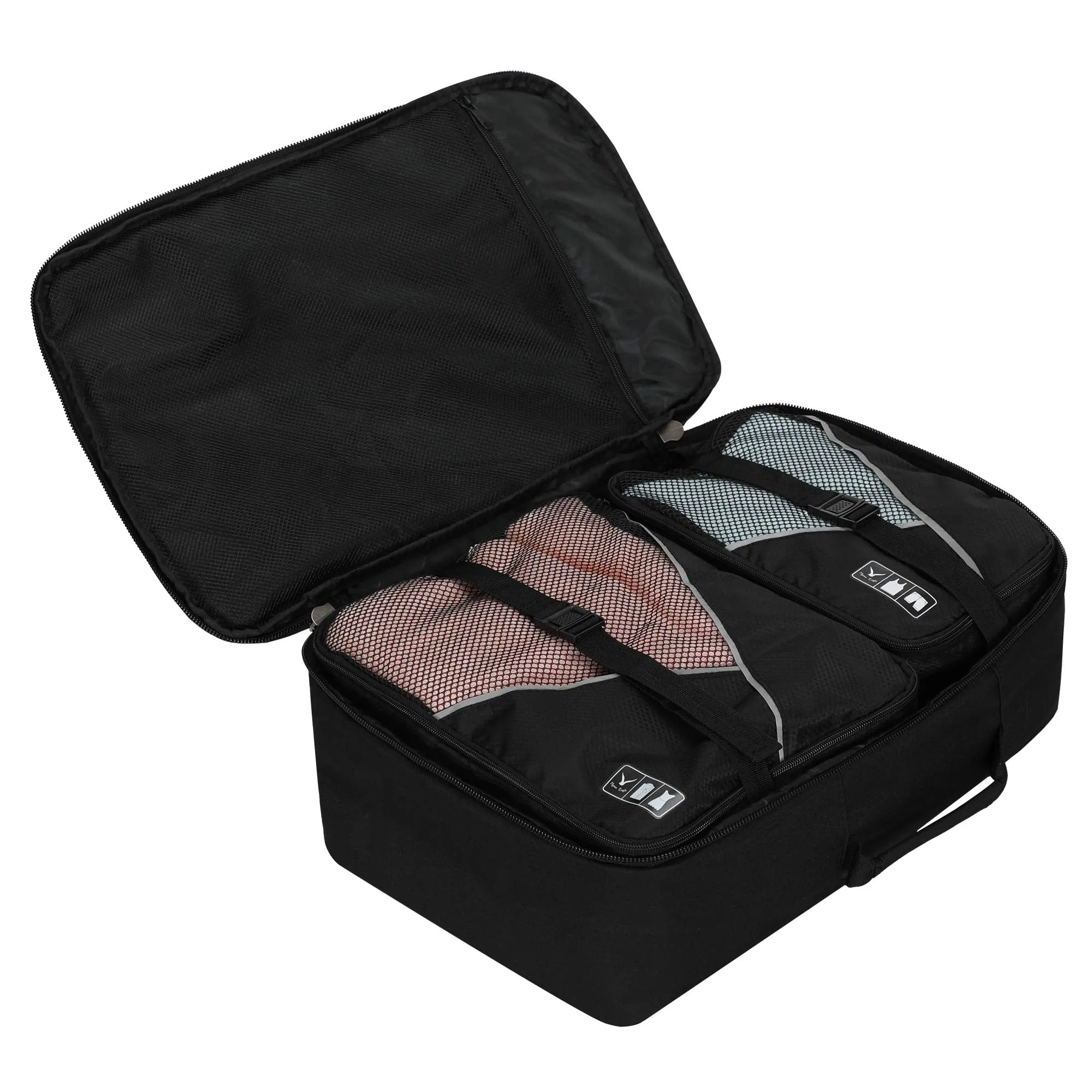 Hynes Eagle Travel Backpack 40L Flight Approved Carry on Backpack, Black with 3PCS Packing Cubes 2018