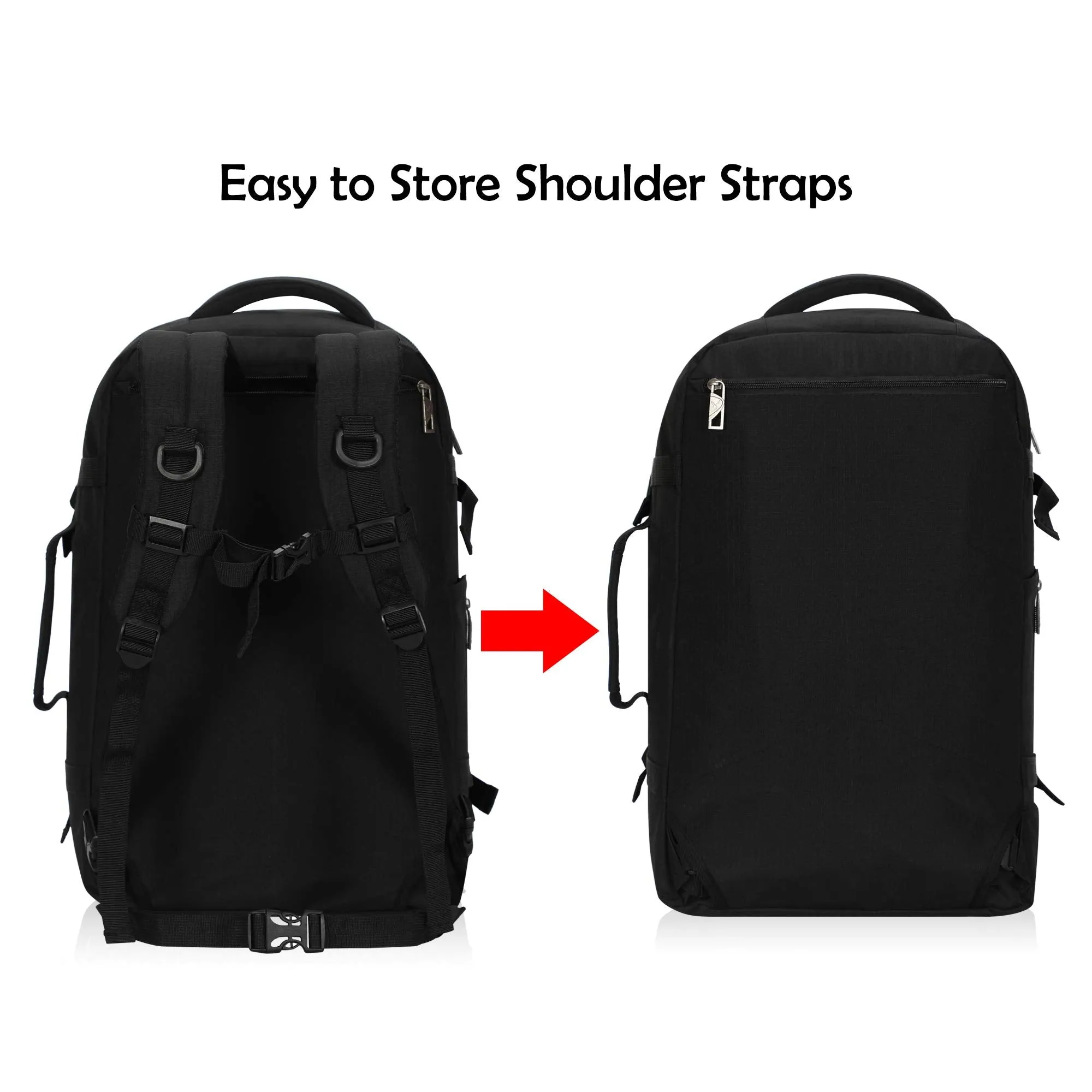 Hynes Eagle Travel Backpack 40L Flight Approved Carry on Backpack, Black with 3PCS Packing Cubes 2018