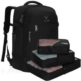 Hynes Eagle Travel Backpack 40L Flight Approved Carry on Backpack, Black with 3PCS Packing Cubes 2018
