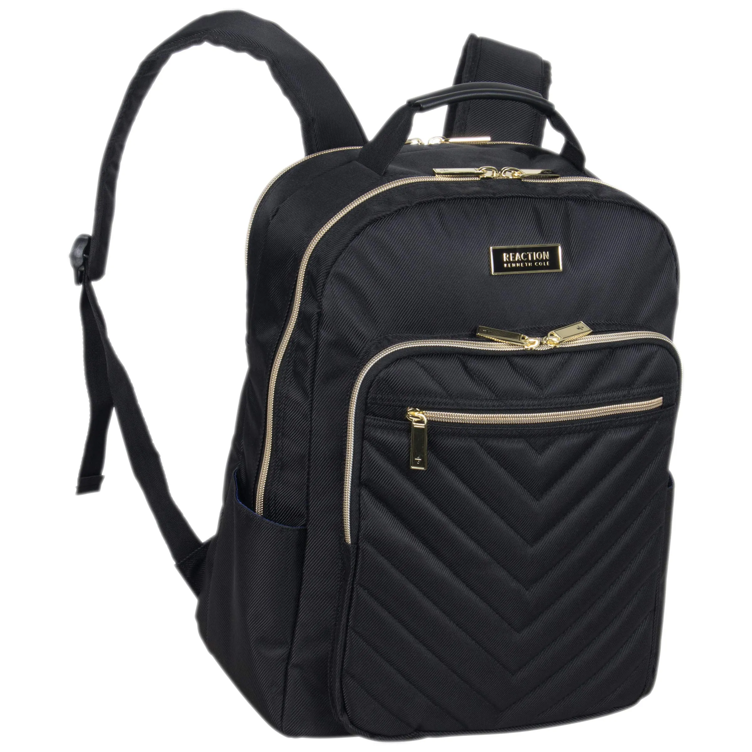 Kenneth Cole Reaction Women's Chelsea Chevron Quilted 15-Inch Laptop & Tablet Fashion Travel Backpack, Black, One Size