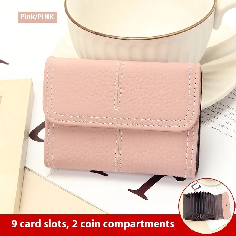 Large Capacity Women's Certificate Holder First Layer Cowhide Card Holder Wallet