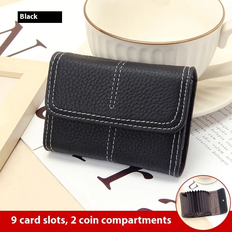 Large Capacity Women's Certificate Holder First Layer Cowhide Card Holder Wallet