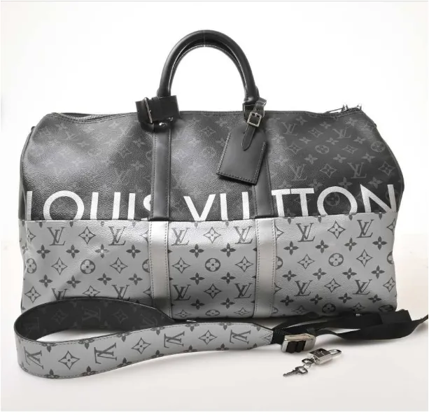 LOUIS VUITTON Louis Vuitton Eclipse Split Keepall Bandolier 50