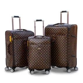 LVR PU Leather Luggage Lightweight Trolley Bag with Spinner Wheel 3 Pcs Set 20" 24" 28 Inches