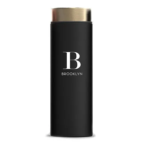 Modern Serif Initial Stainless Steel Personalized Water Bottle with Gold Lid