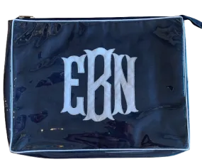 Navy Travel Bag with Embroidered Monogram