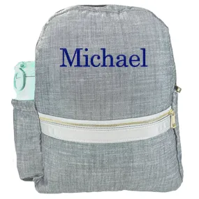 Personalized Backpack by Mint  Medium Grey Chambray