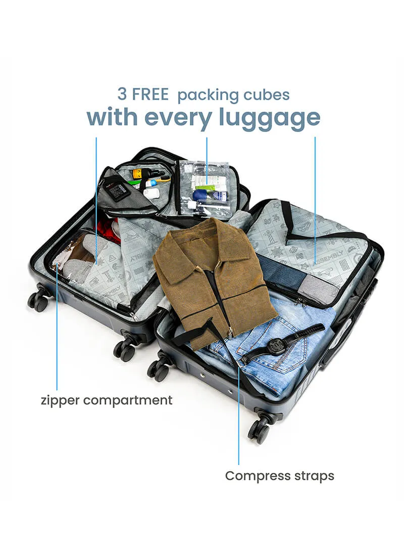 Stark Combo | Grey | Cabin Large Hard Luggage
