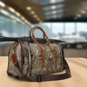 Travel in Confidence with Timeless Baroque Faux Leather Bag Gold Chains Travel Bag PU Leather Luggage | D20119