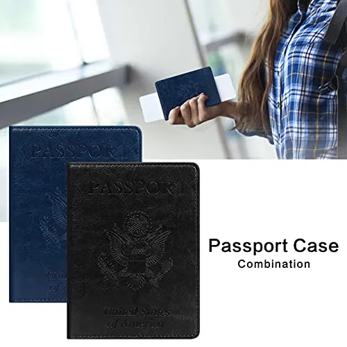 Unaone 2 Pack Passport Holder with Vaccine Card Slot, PU Leather