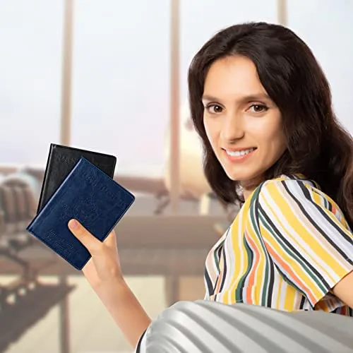 Unaone 2 Pack Passport Holder with Vaccine Card Slot, PU Leather