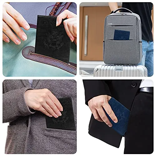 Unaone 2 Pack Passport Holder with Vaccine Card Slot, PU Leather