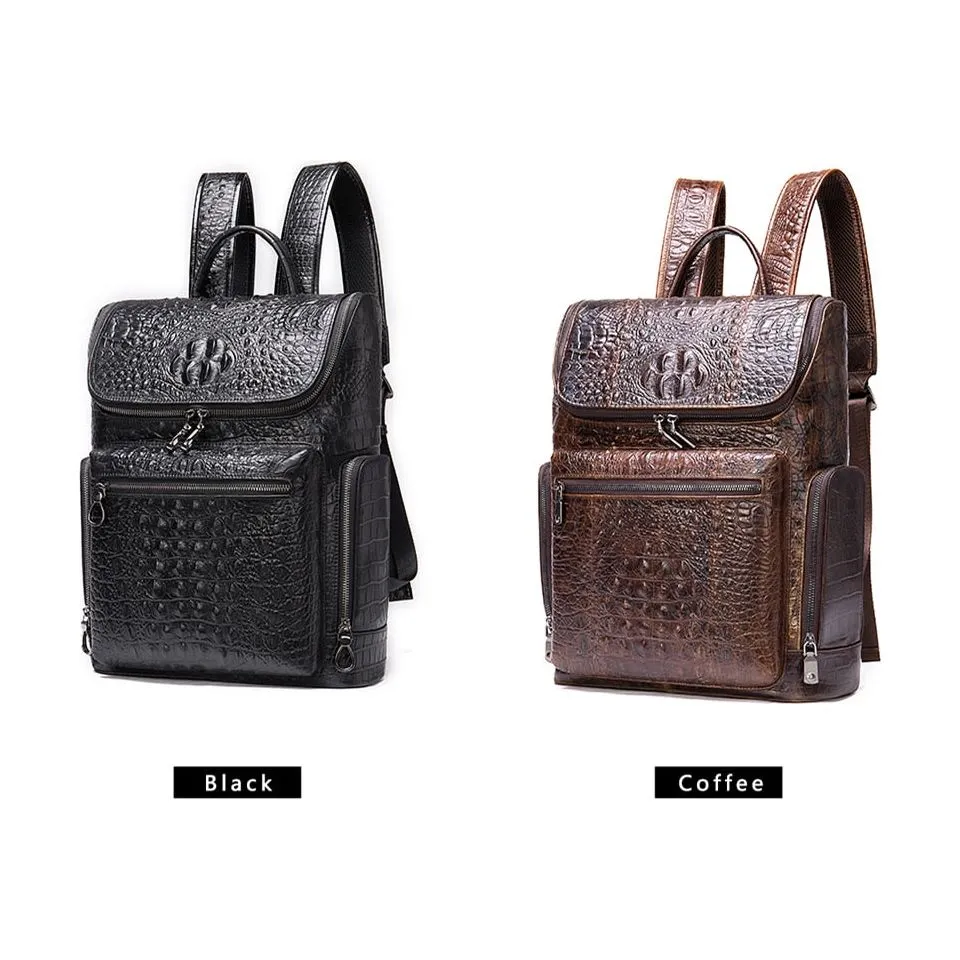 Vintage Chic Alligator Leather Tech Travel Backpack