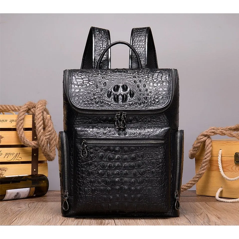 Vintage Chic Alligator Leather Tech Travel Backpack