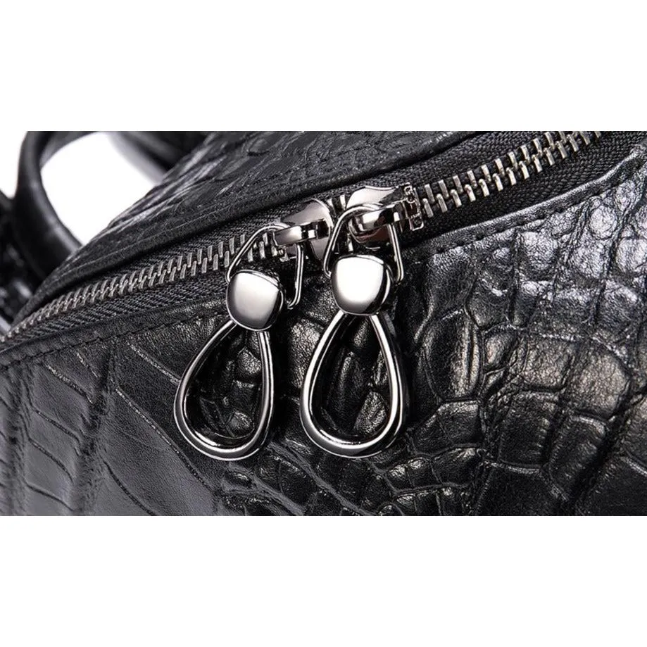 Vintage Chic Alligator Leather Tech Travel Backpack