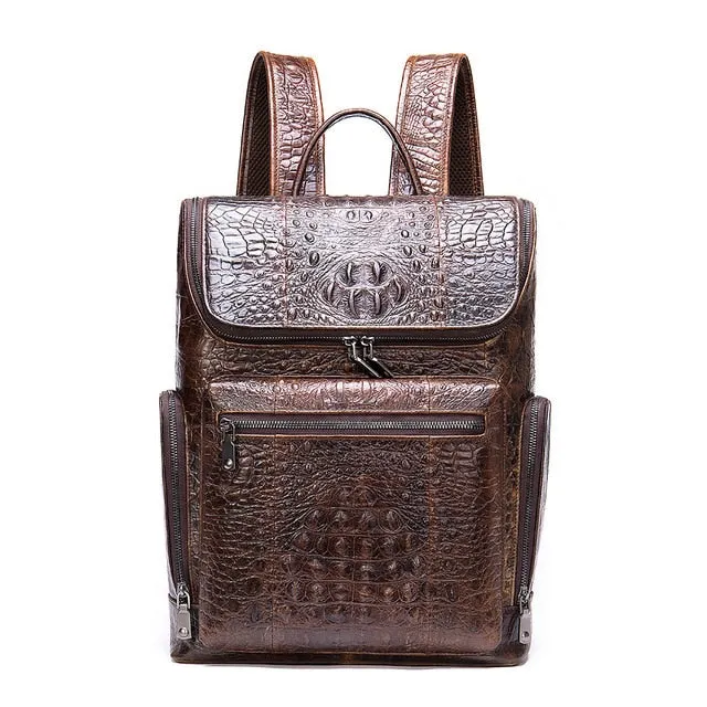 Vintage Chic Alligator Leather Tech Travel Backpack