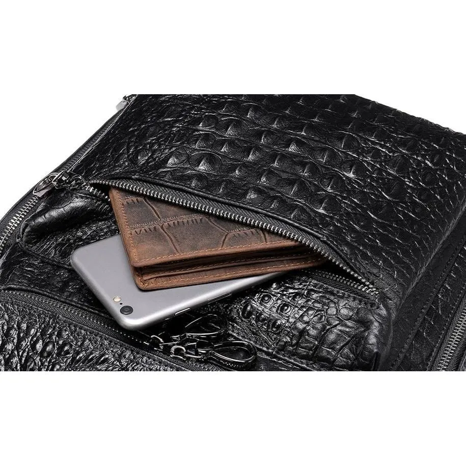 Vintage Chic Alligator Leather Tech Travel Backpack