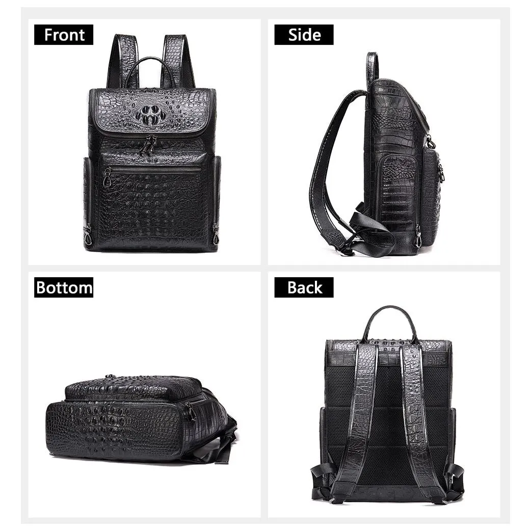 Vintage Chic Alligator Leather Tech Travel Backpack