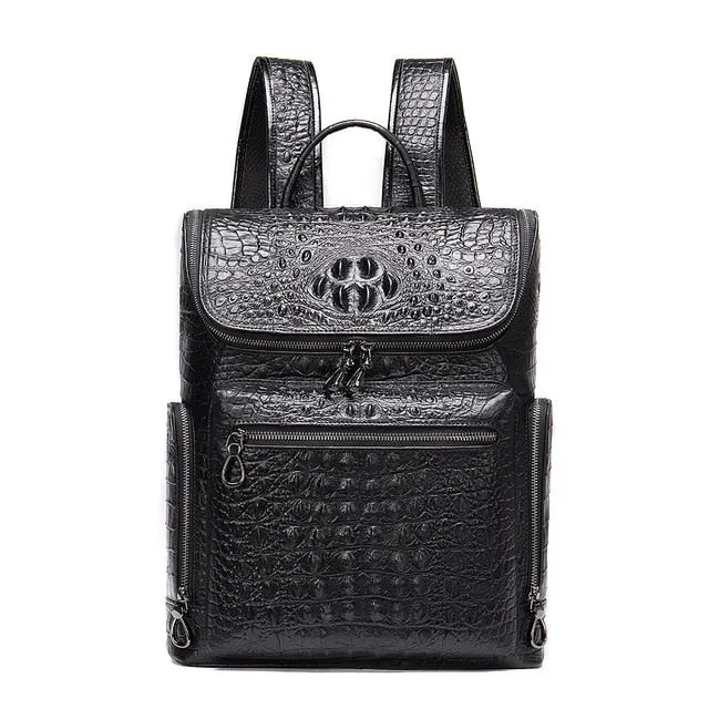 Vintage Chic Alligator Leather Tech Travel Backpack