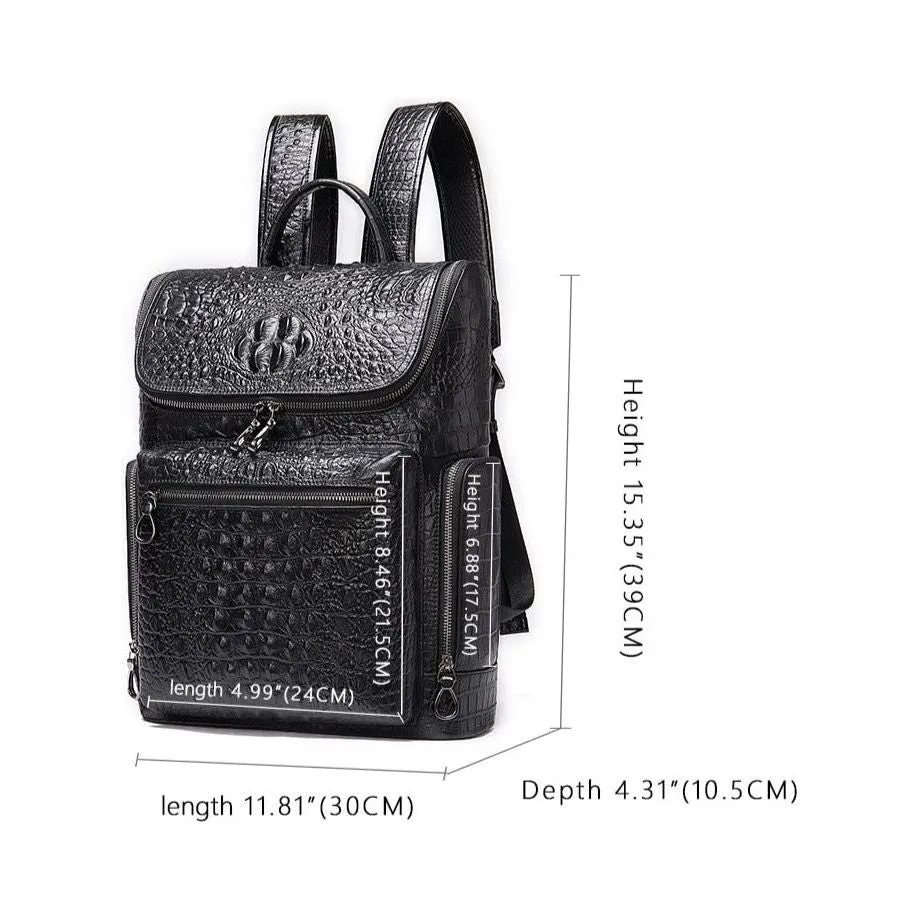 Vintage Chic Alligator Leather Tech Travel Backpack