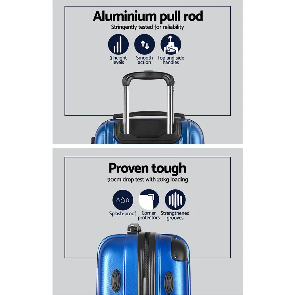 Wanderlite 3pcs Luggage Set Travel Suitcase w/Scale Storage Organiser TSA Blue