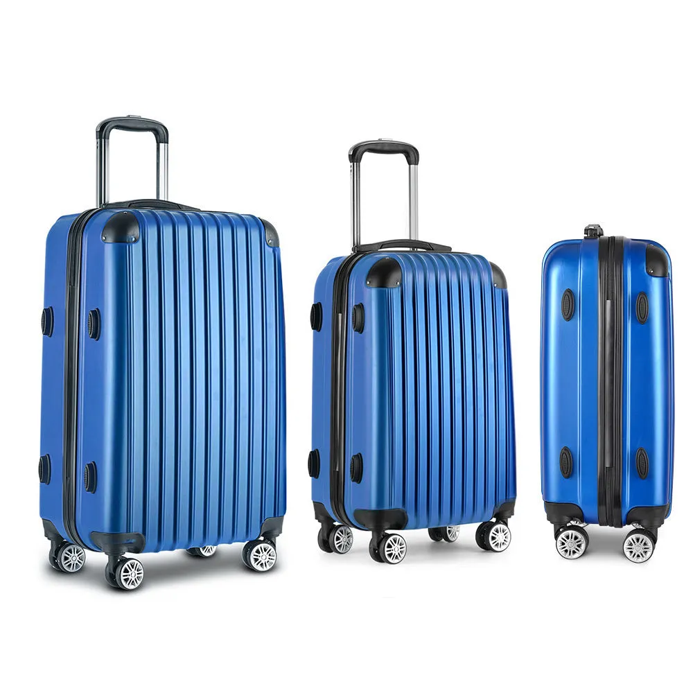 Wanderlite 3pcs Luggage Set Travel Suitcase w/Scale Storage Organiser TSA Blue